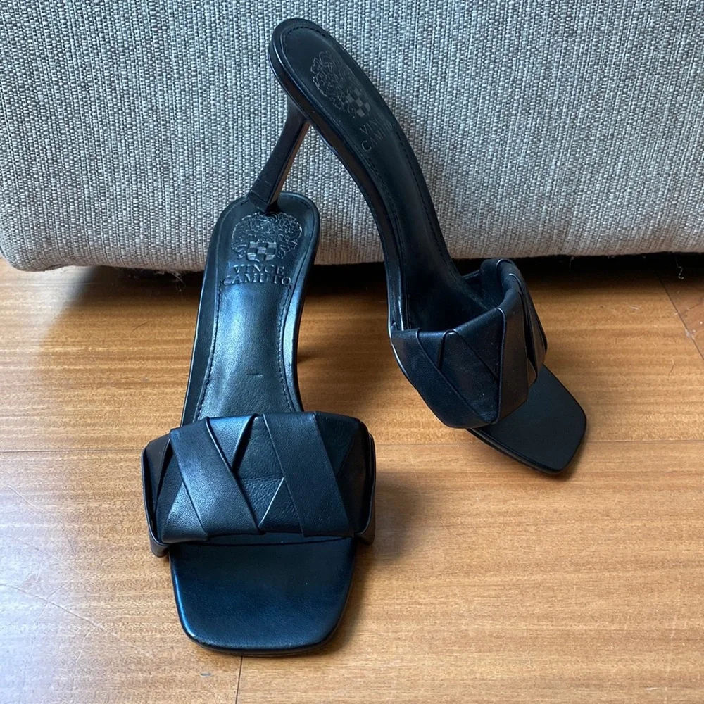 Vince Camuto Pintucked Braided Leather Heel - Picture 1 of 4